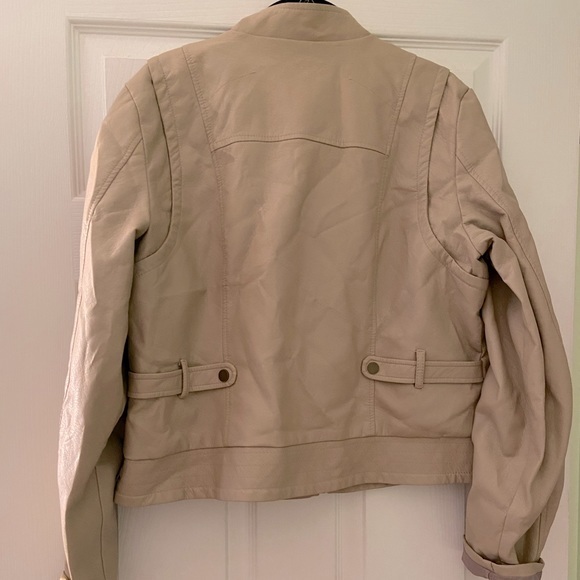 Moto Cream Faux Soft Leather Zipper Crop Jacket XL - Picture 2 of 12